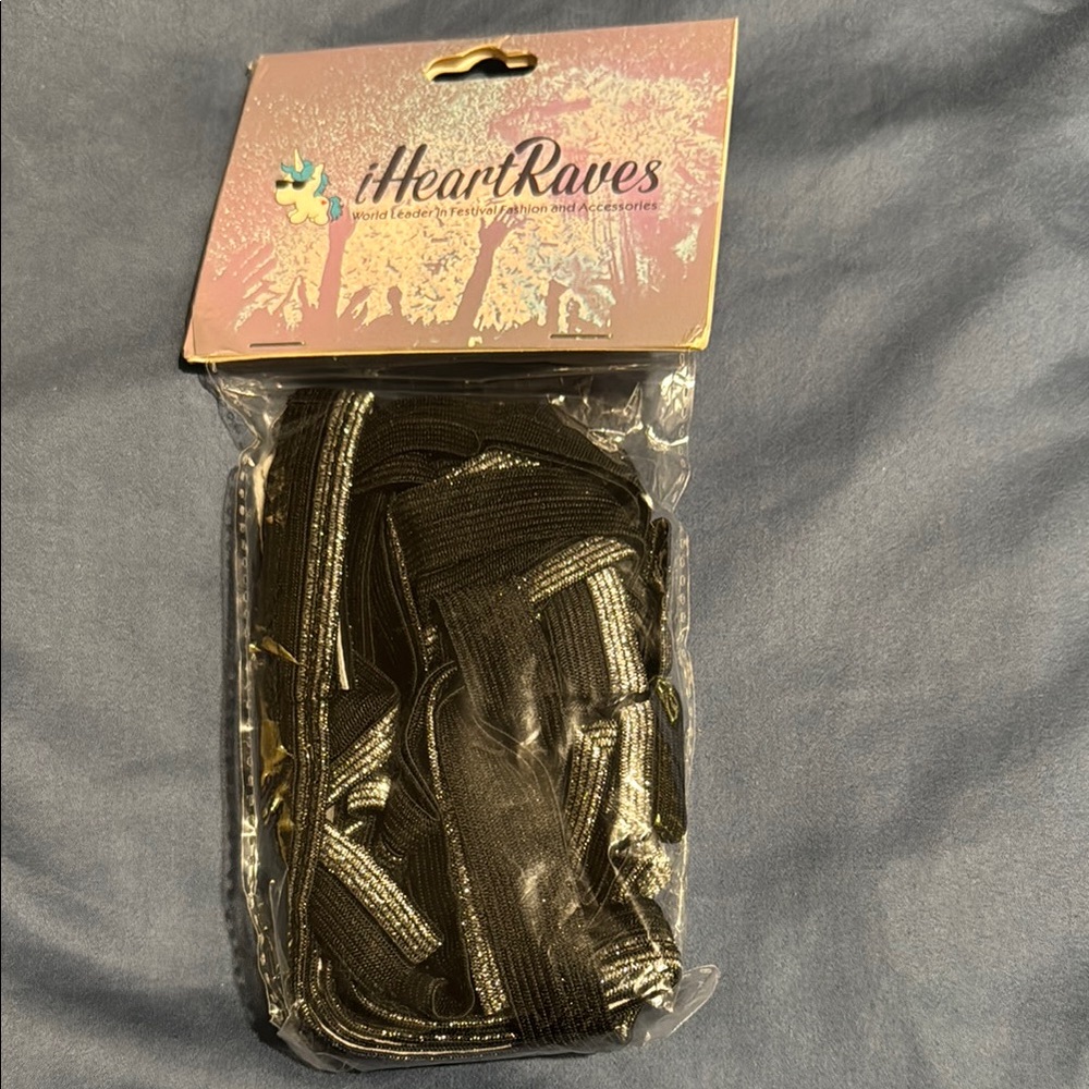 iHeartRaves Black and Silver glitter leg wraps